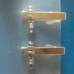 Elegant Silver Tone Spark Plug Cuff Links